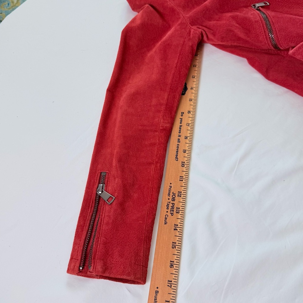 BAGATELLE NYC Red Genuine Suede Moto Jacket Size M - Picture 8 of 11